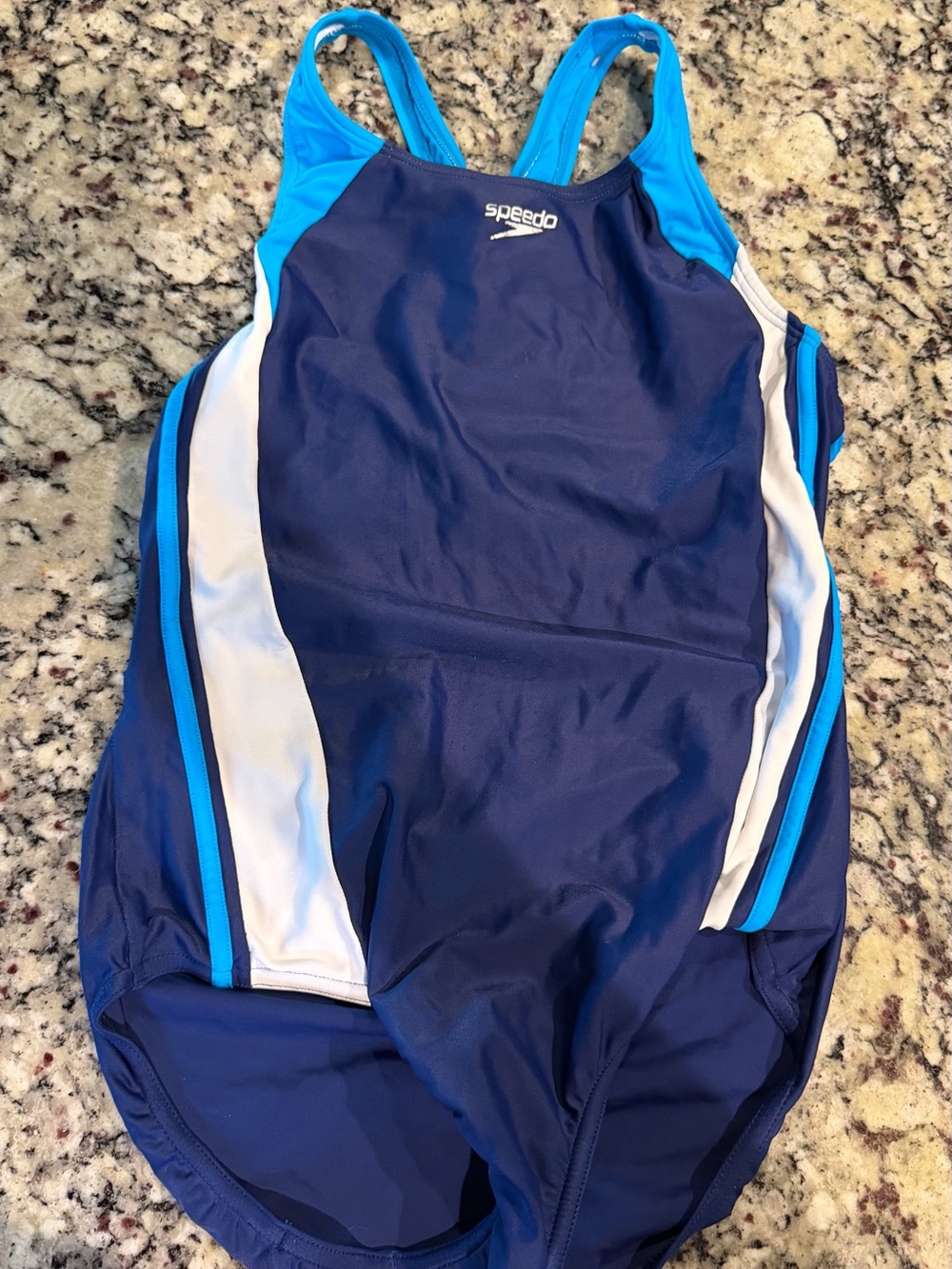 Speedo Navy, Light Blue & White Girls One-Piece Swimsuit